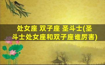 处女座 双子座 圣斗士(圣斗士处女座和双子座谁厉害)